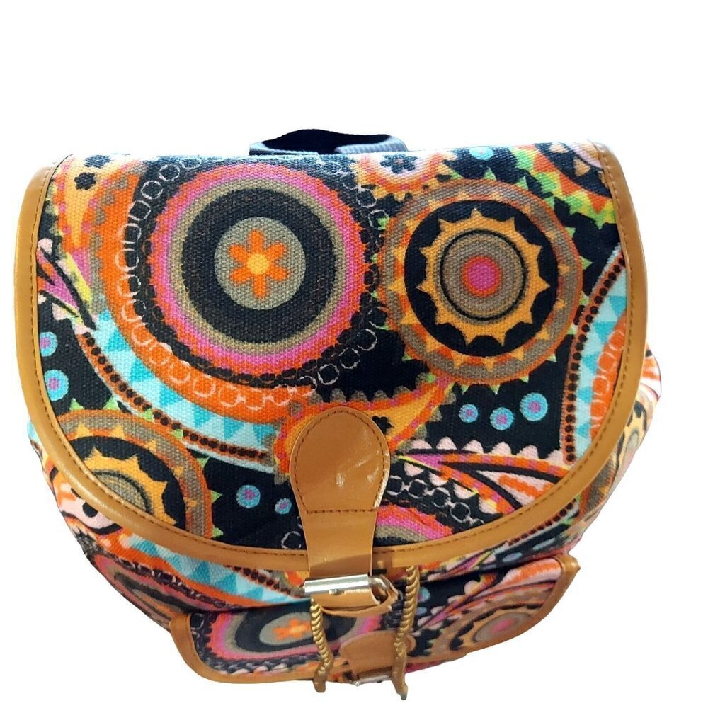 Multicolor Boho Paisley Print Drawstring Backpack - Picture 5 of 9